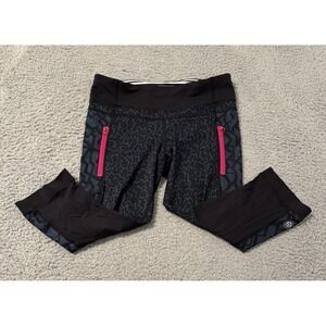 LULULEMON Size 6 Black Gray Stretch Animal Leggings RUN TOP SPEED‎ Crops